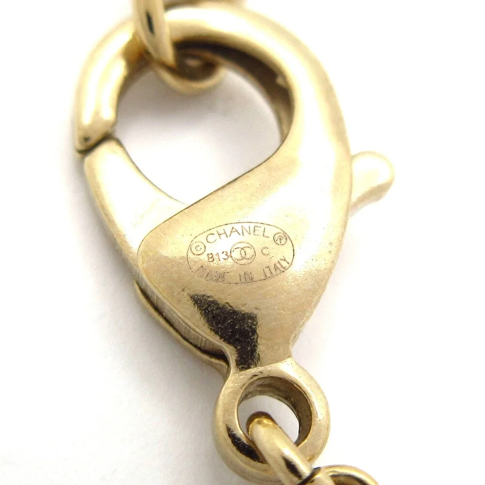 Chanel Necklace Light Purple Gold White Hardware Color Stone Pearl